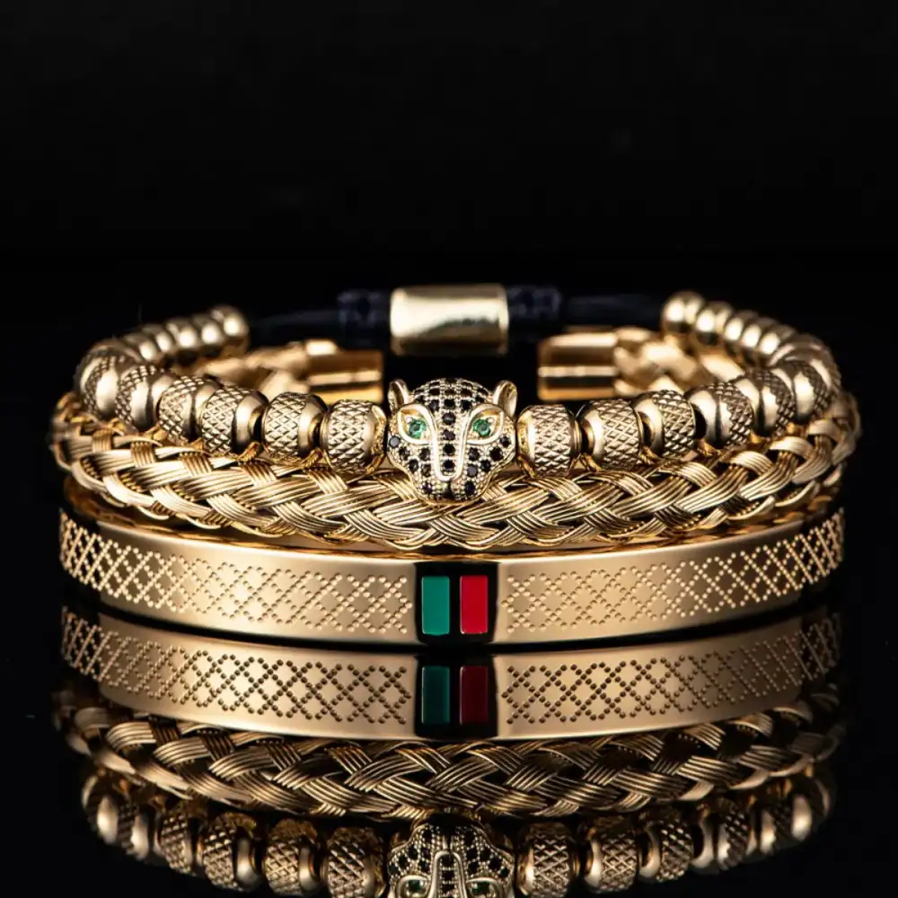 Men's Panther Bracelet Set