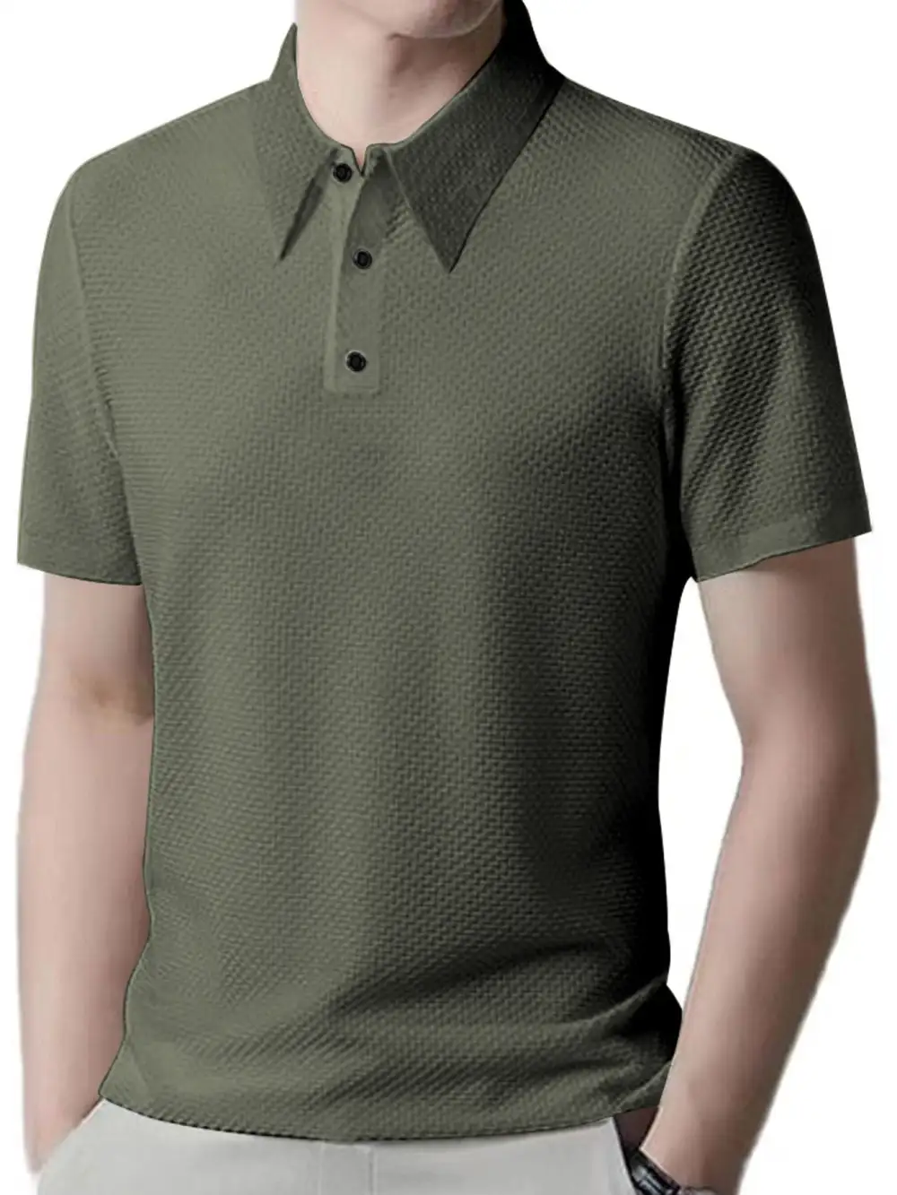 Button Placket Jersey Polo Shirt