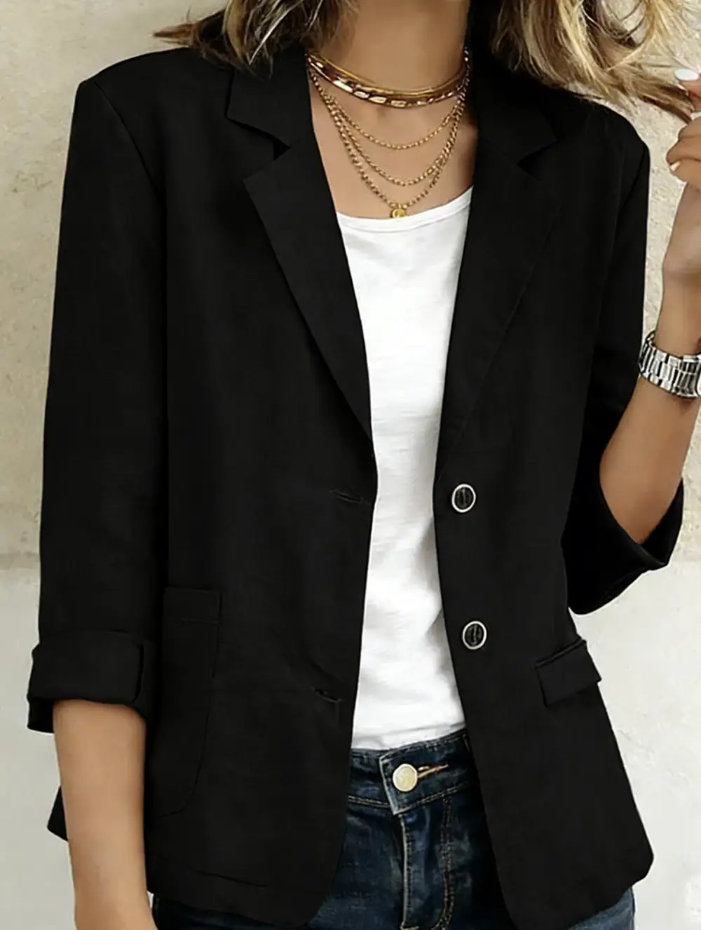 Cotton Linen Jackets and Blazers Top