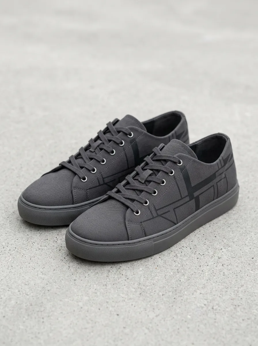 Toe Bumper Geometric Canvas Sneakers