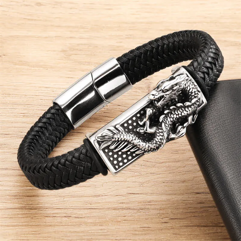 Hand Woven Dragon Braided Stainless Steel Bracelet