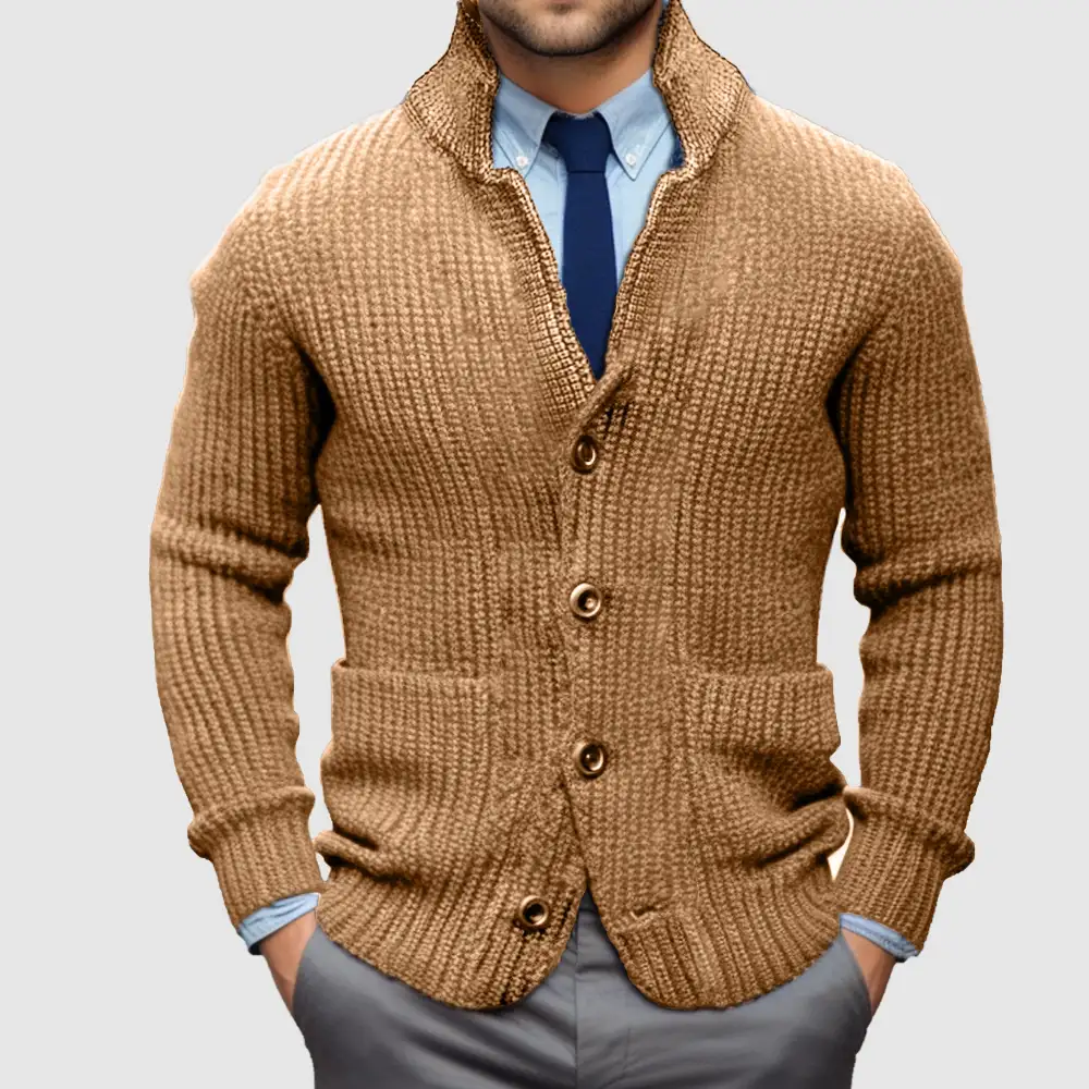 Stand Collar Knit Cardigan