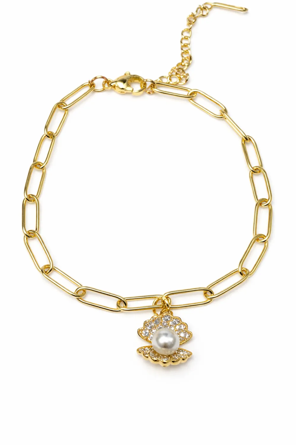 Delicate Clam Pearl Charm Anklet