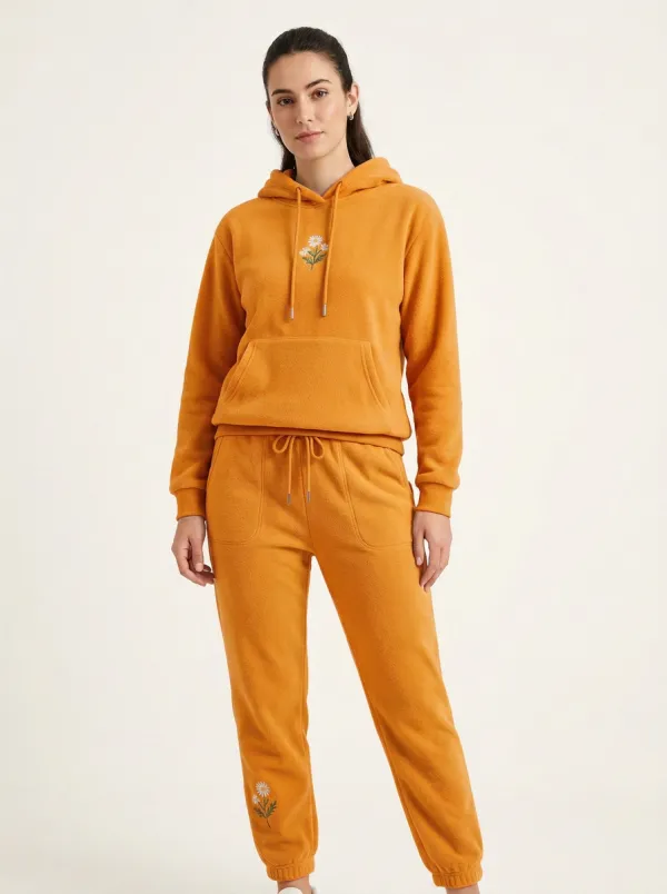 Women's Floral Embroidered Hoodie And Jogger Set