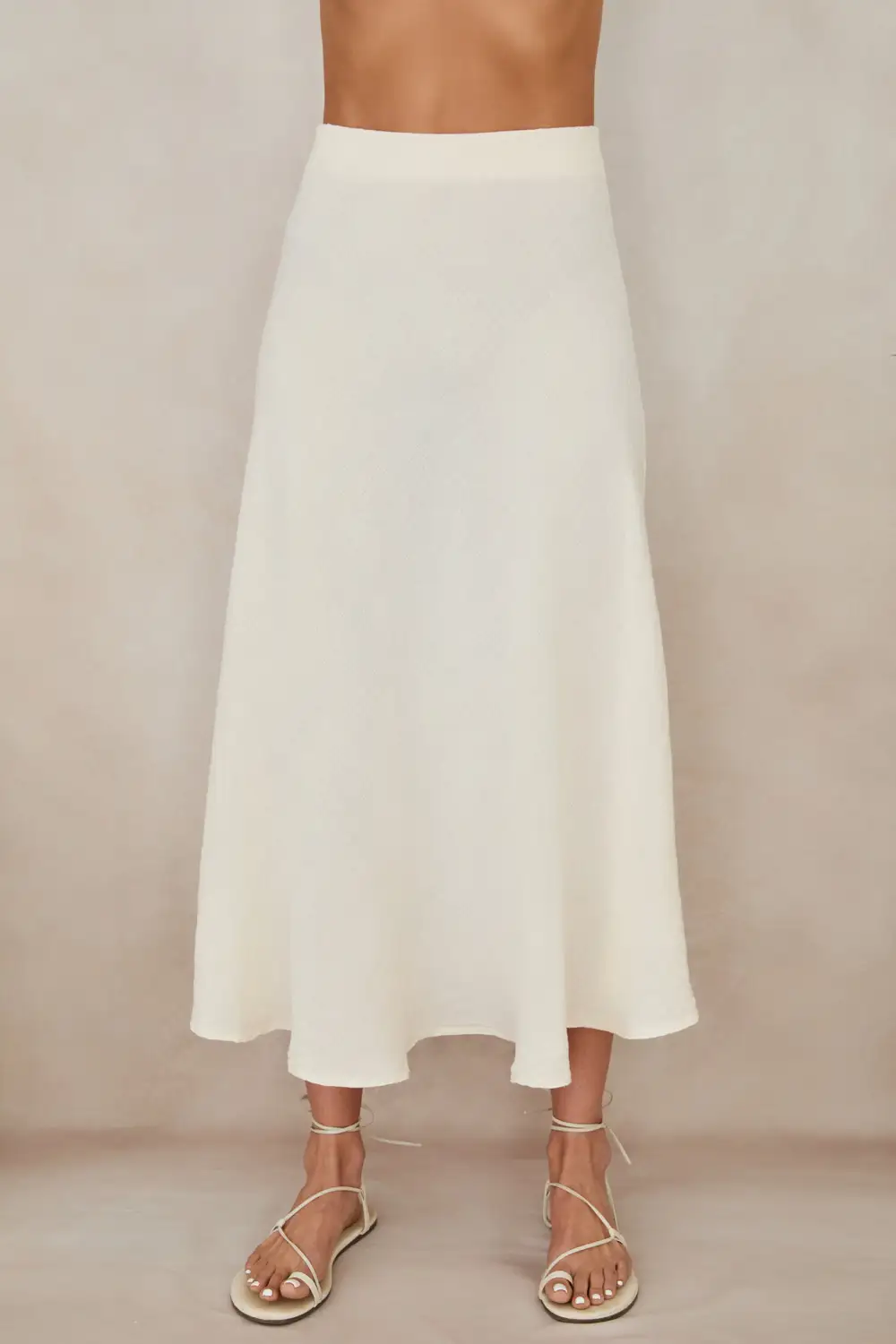 Linen Crinkle Midi Skirt