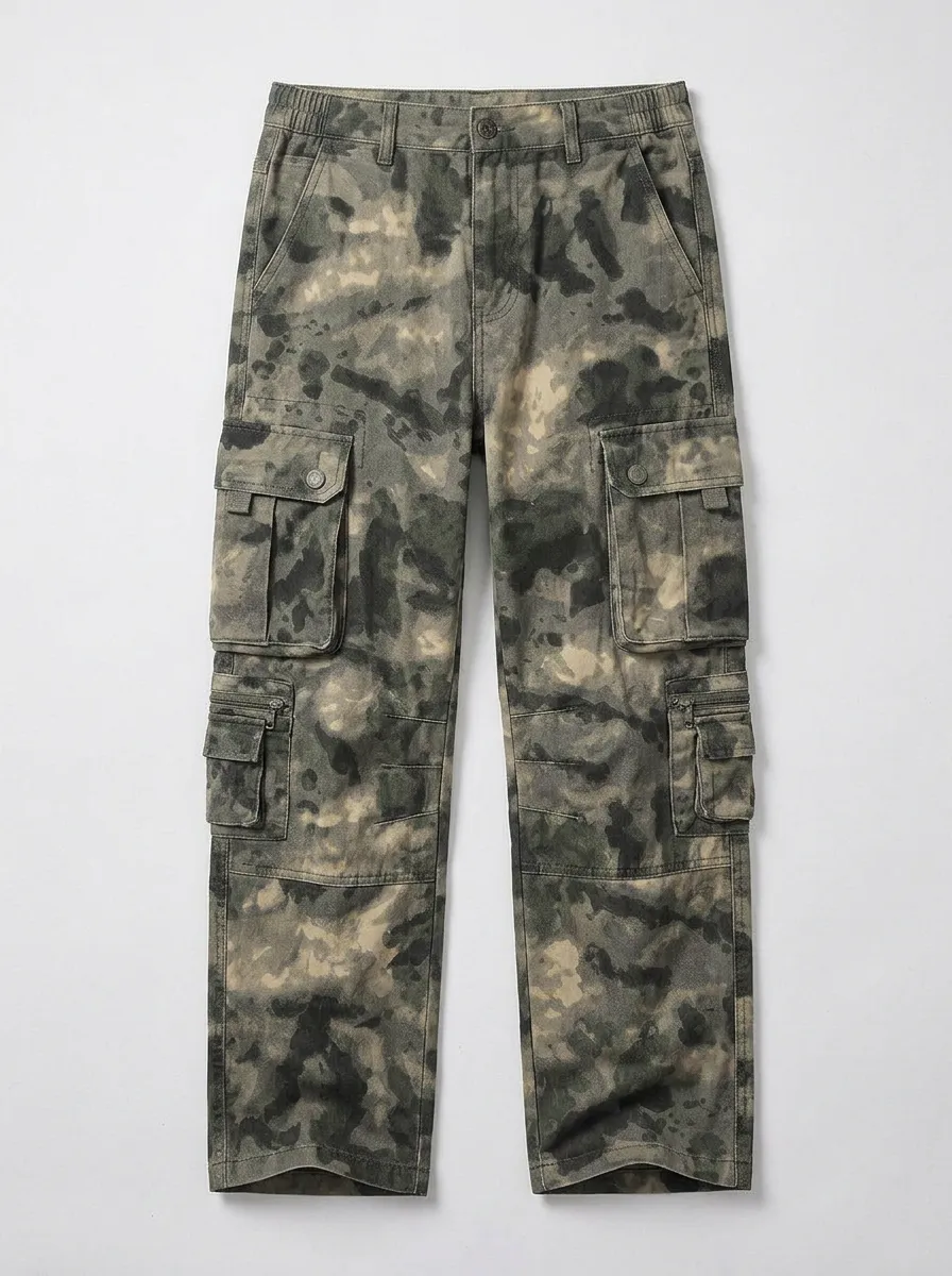 Men's Camo Stacked-Pocket Utility Cargo Pants