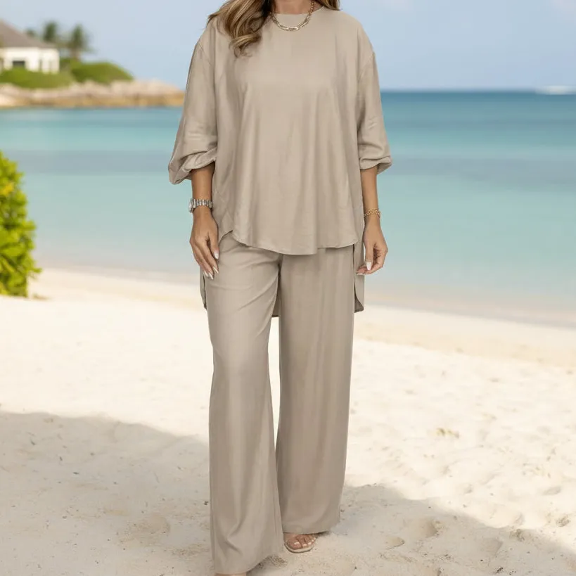 Wide-Leg Stretch Women's Two-Piece Set