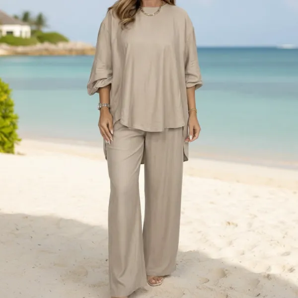 Wide-Leg Stretch Women's Two-Piece Set