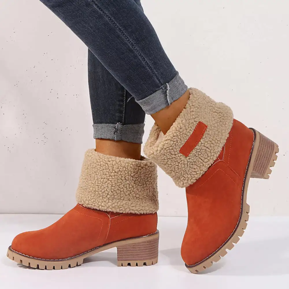Refined Round Toe Block Heel Boots
