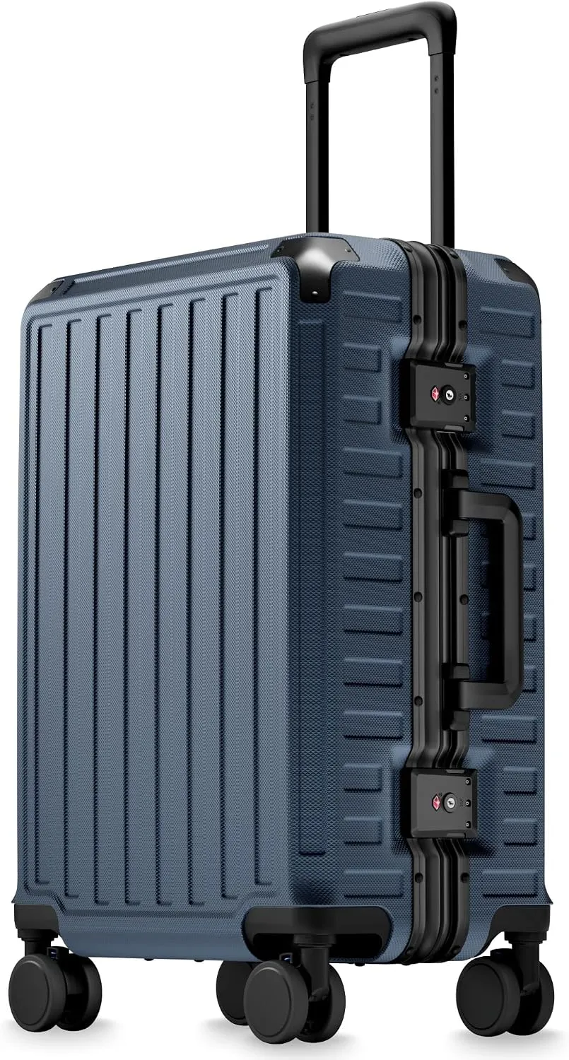 LUGGEX 28 Inch Zipperless Checked Luggage, Charcoal Metallic
