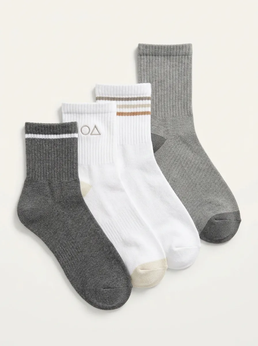 Geometric Striped Men's Four-Pair Long Socks