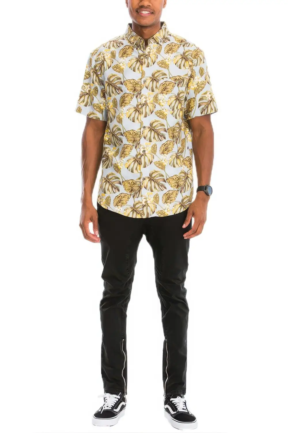 Versatile Print Button-Down Shirt