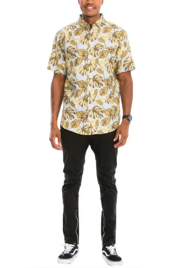 Versatile Print Button-Down Shirt
