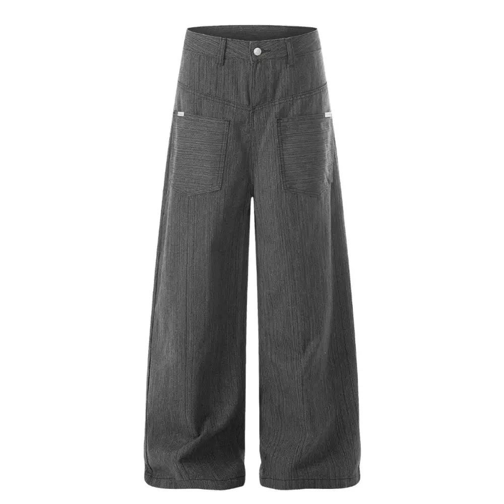 Wide Leg Utility Striped Men's Trousers
