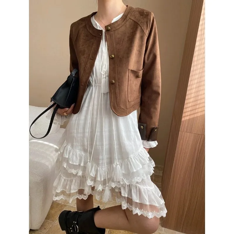 Suede Fleece Casual Outerwear Jacket