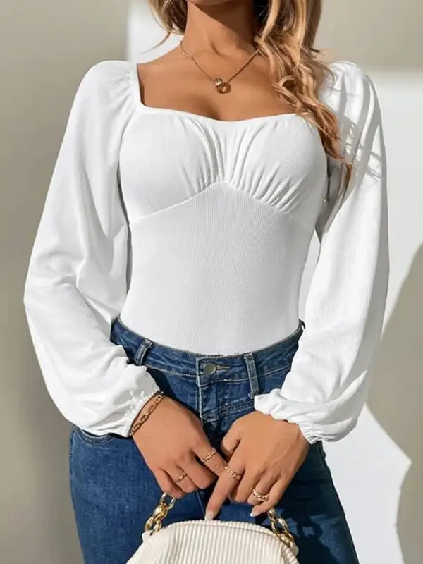 Square Neck Long Sleeved Jumpsuit