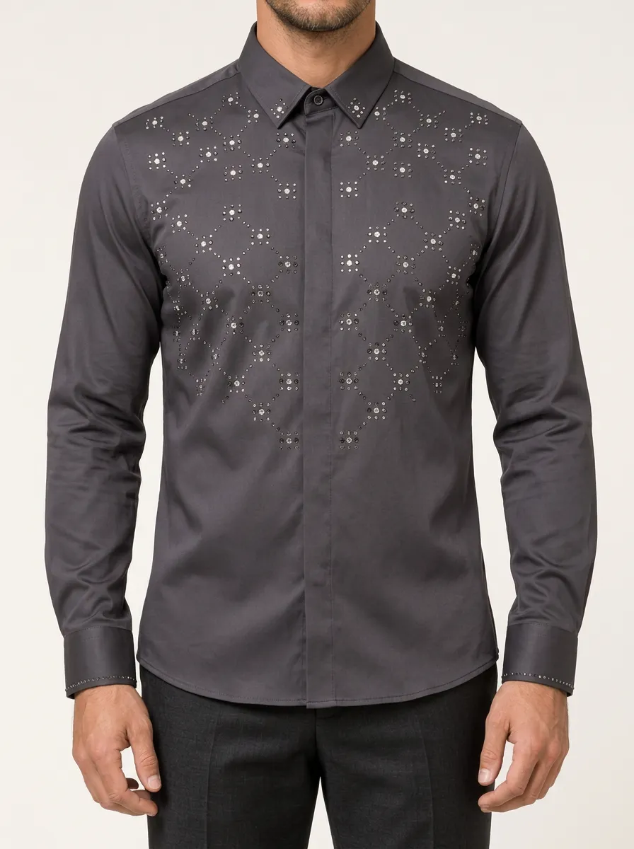 Crystal Geometry Statement Shirt for Evening Wear