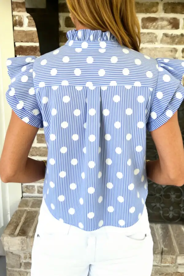 Striped Contrast Polka Dot Blouse