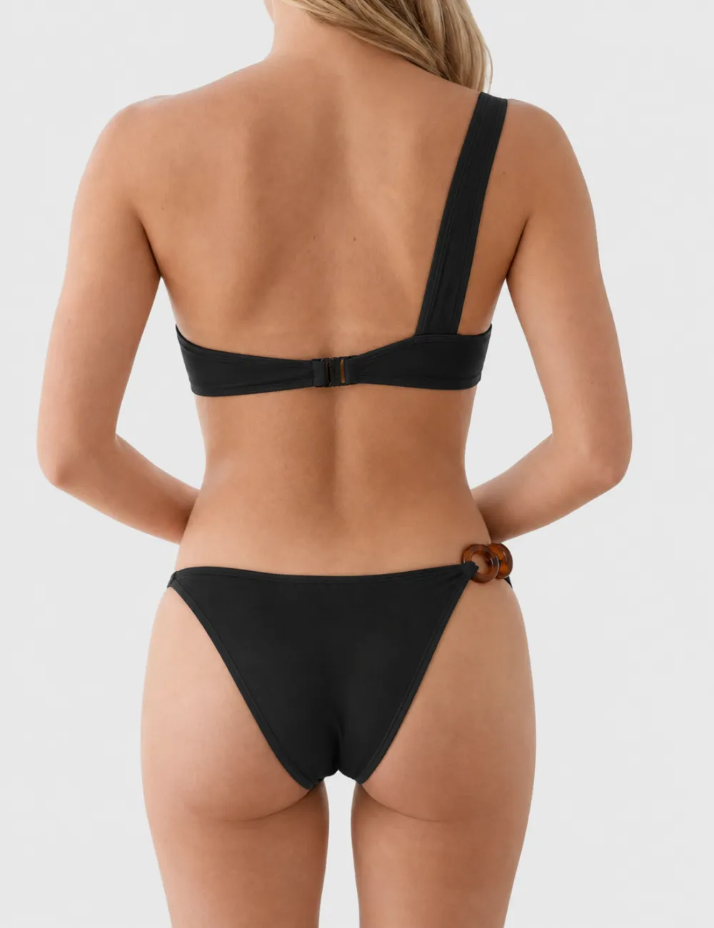 Resin Bead One Shoulder Bandeau Two Piece Bikini Set