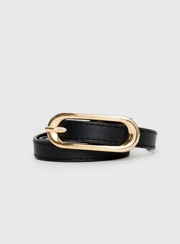 Buckle Faux Leather Simple Detail Belt