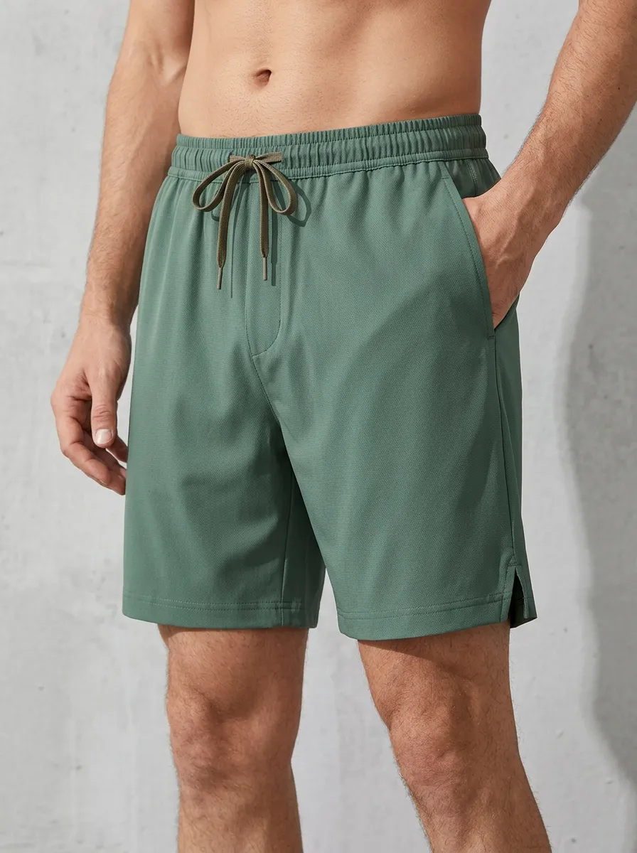 Simple Ice-Silk Stretch Drawstring Shorts
