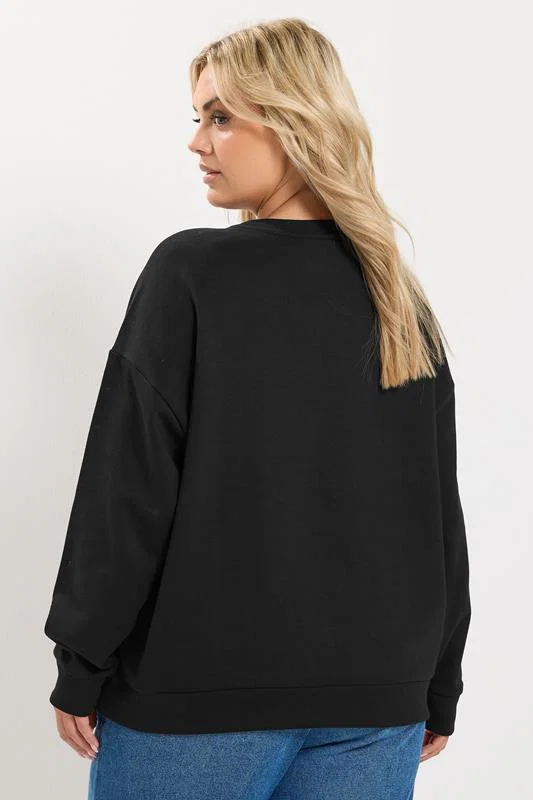 Black 'J'adore' Polka Dot Slogan Sweatshirt detail 3