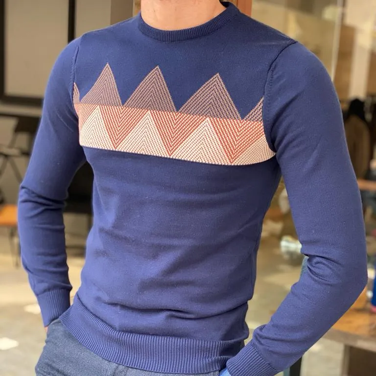 Classic Slim Fit Crew Neck Cotton Knit Sweater