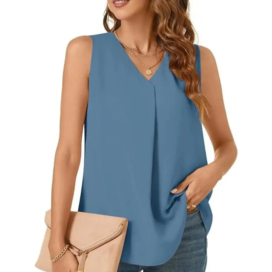 Full Size V Neck Sleeveless Tank Top