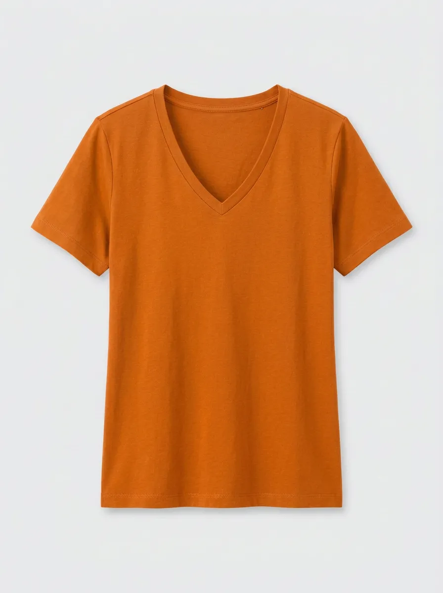 Women's Short-Sleeve Minimalist V-Neck T-Shirt
