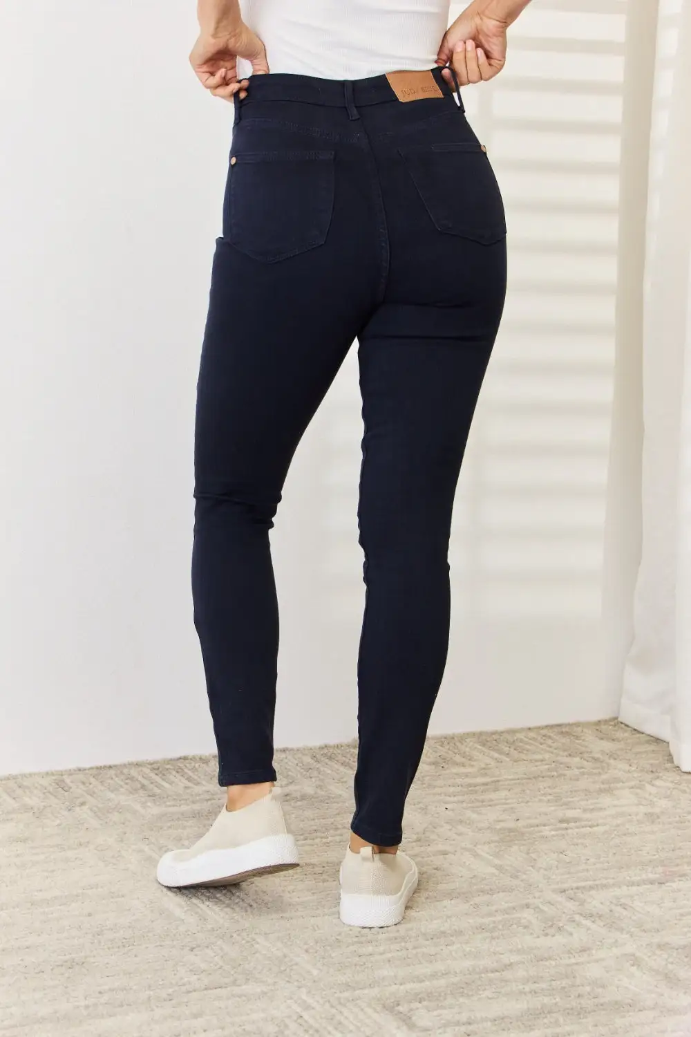 Garment Dyed Tummy Control Skinny Denim Jeans
