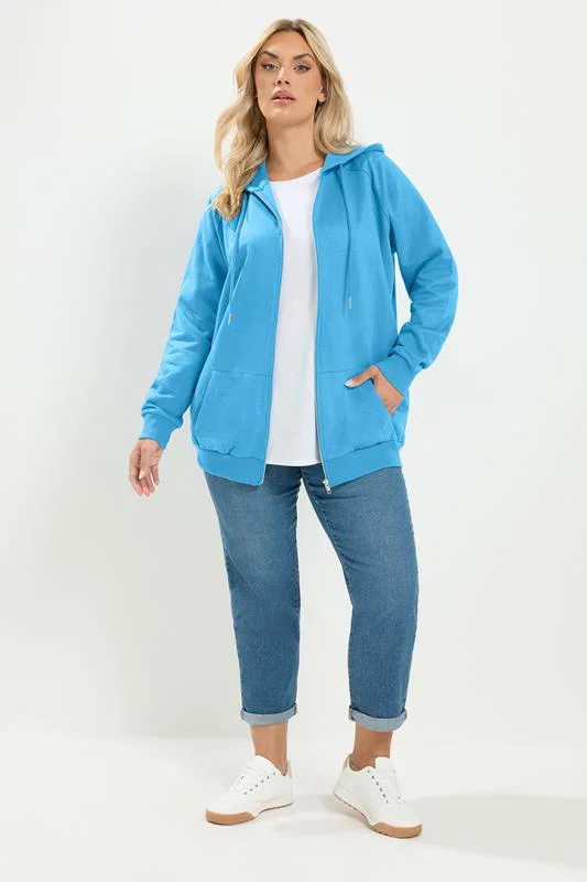 Blue Zip Through Raglan Hoodie detail 2