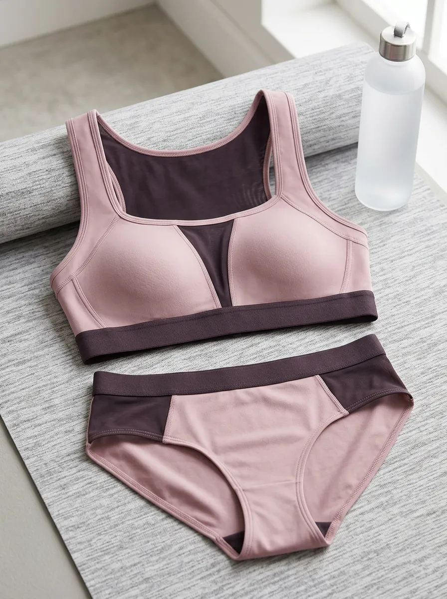 Women's Yoga Fitness Mesh Paneled Lingerie Set