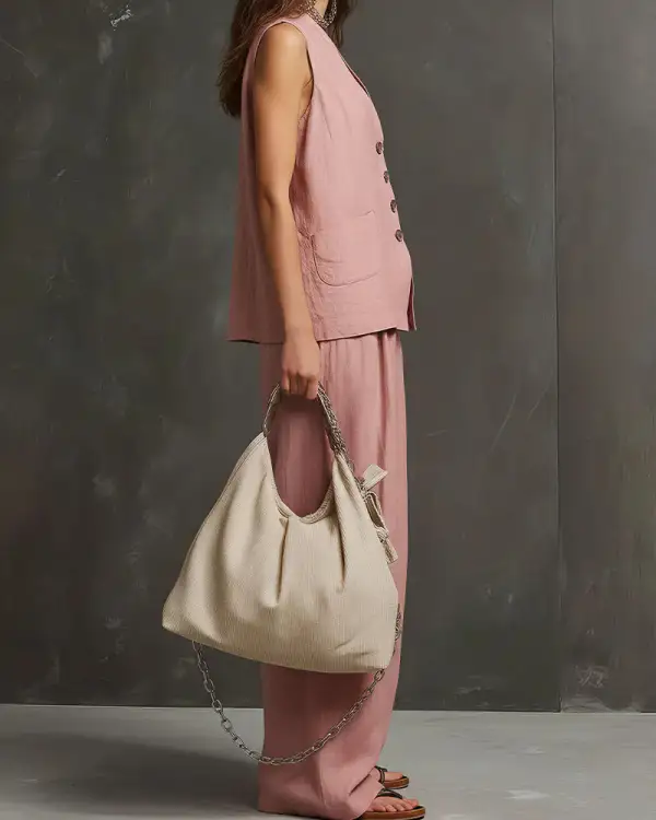 Tailored Waistcoat and Wide-Leg Trousers Set