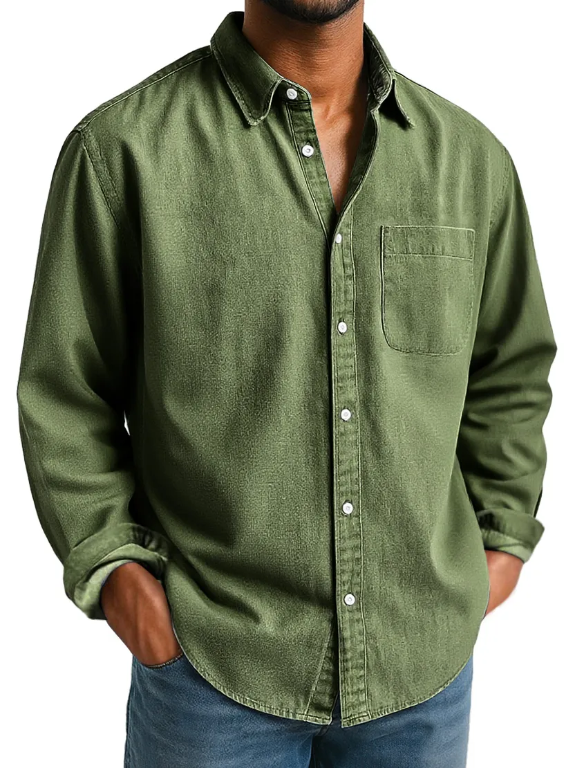 Everyday Long Sleeve Camp Collar Pocket Shirt