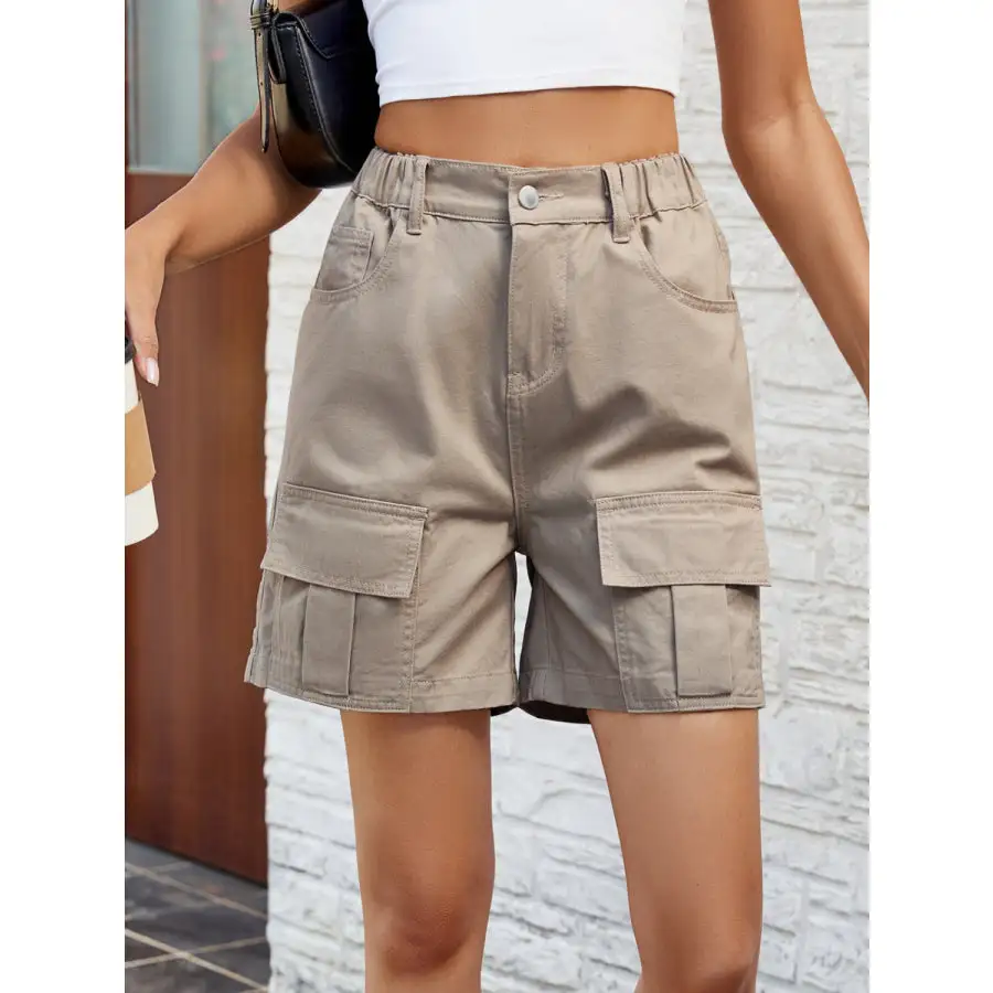 Pocketed High Waist Denim Shorts