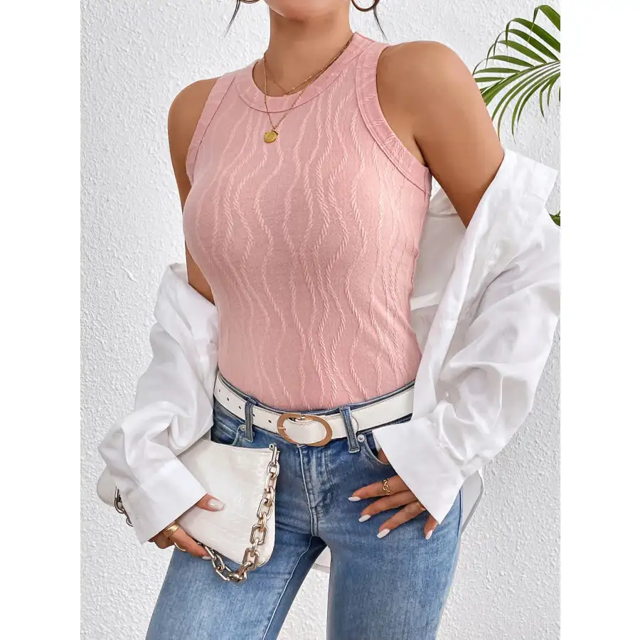 Textured Round Neck Tank Top