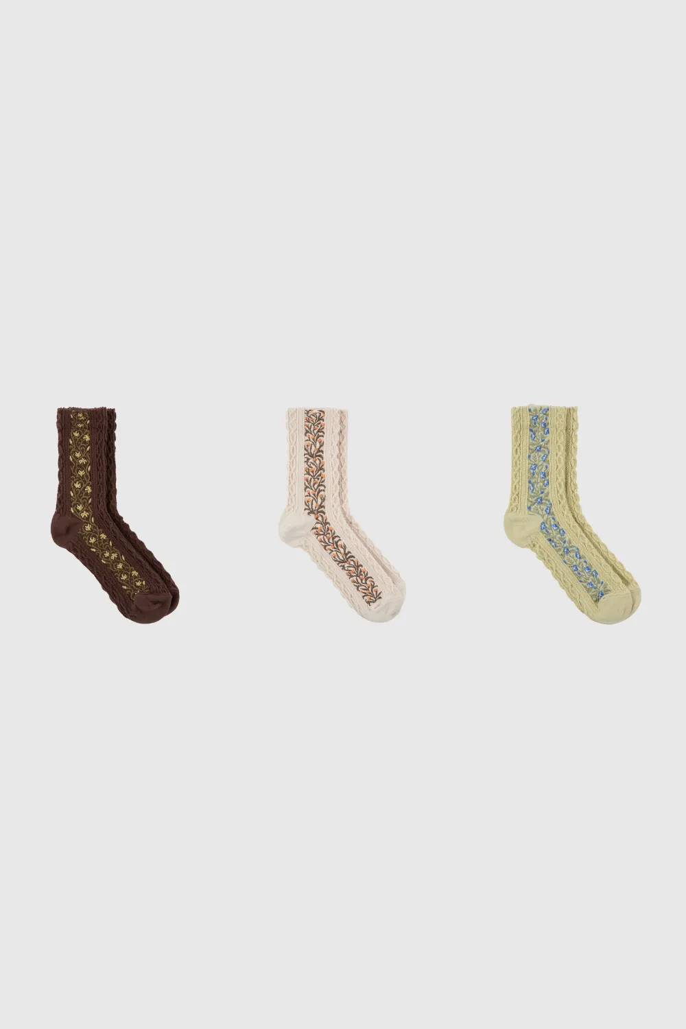 Floral Strip Socks - Three Pack