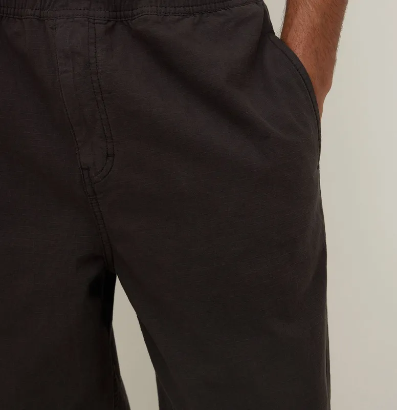 Washed Black Ripstop Tapered Pants