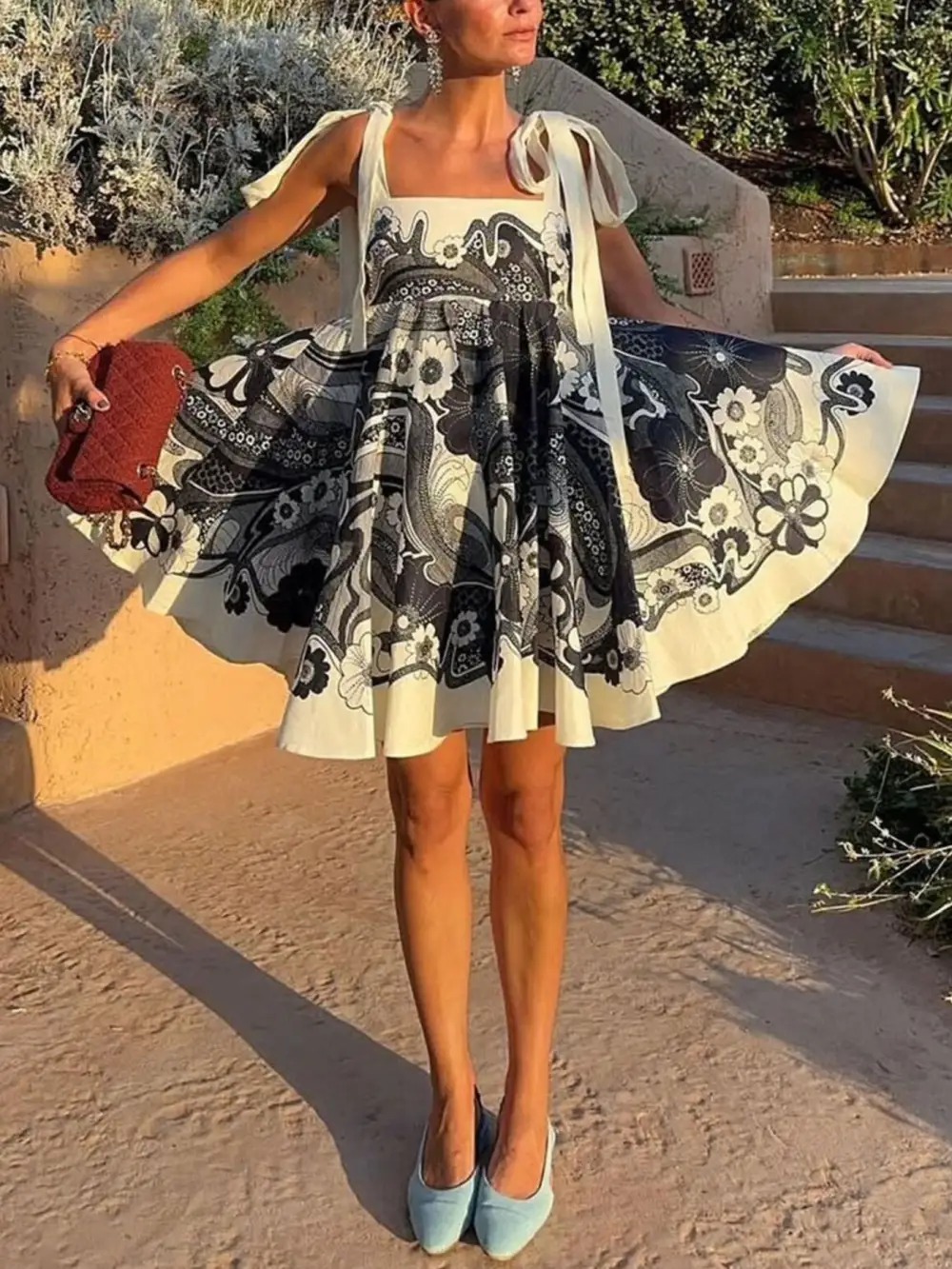 Tie Shoulder Mini Dress
