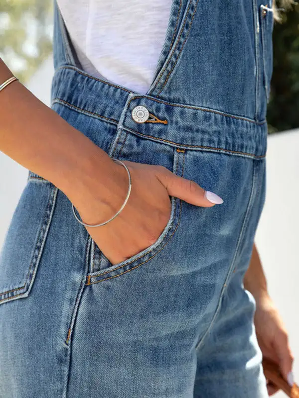 Washed Overall Jumpsuit Denim Jeans