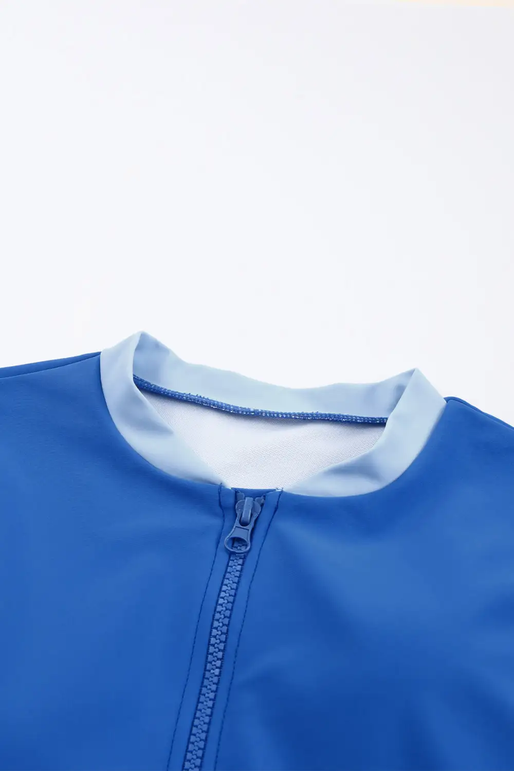 Swimwear Colorblock Trim Zip Front Long Sleeve Rash Guard Swimsuit