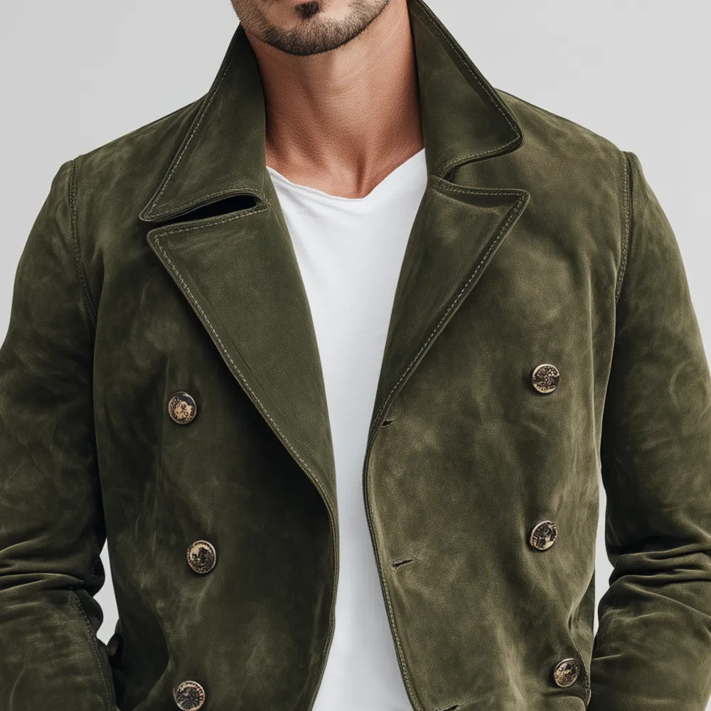 Buttoned Chore Suede Jacket