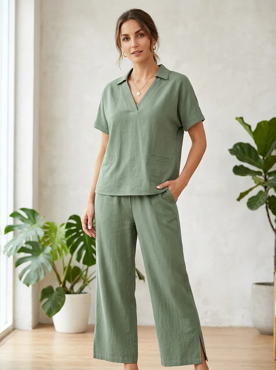Everyday Textured Women's V-Neck Shirt