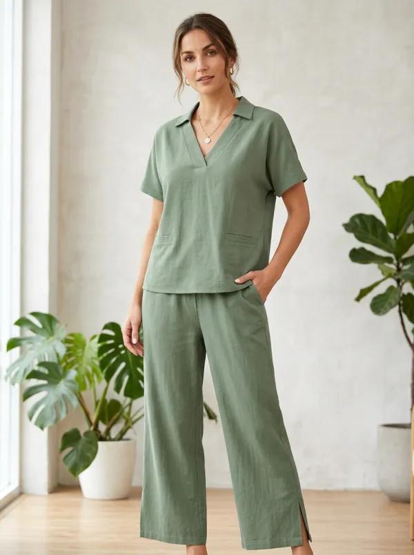 Everyday Textured Women's V-Neck Shirt