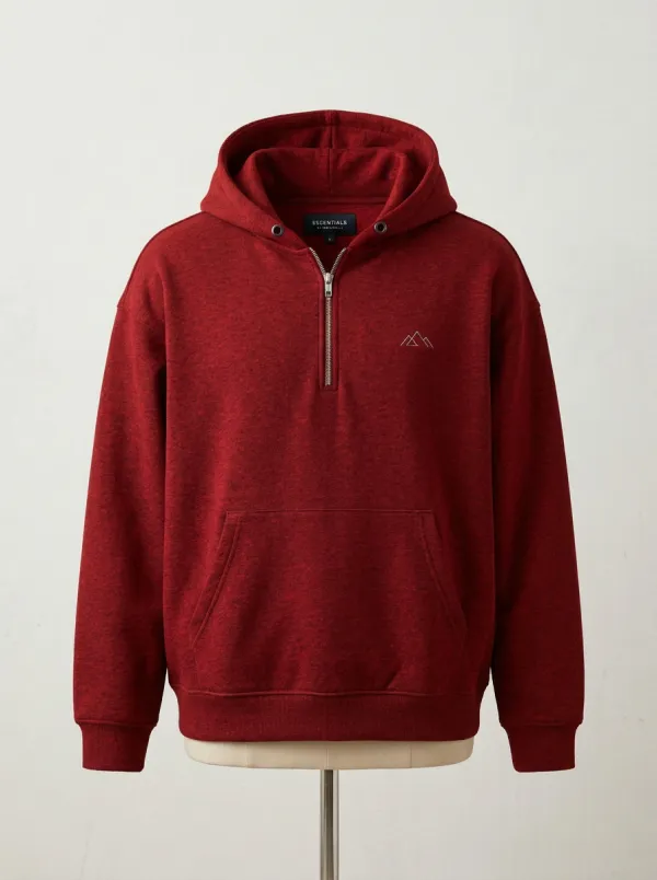 Modern Quarter Zip Mountain Graphic Outdoor-Inspired Sport Look Men's Hoodie