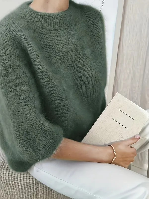 Solid Color Crew Neck Sweater