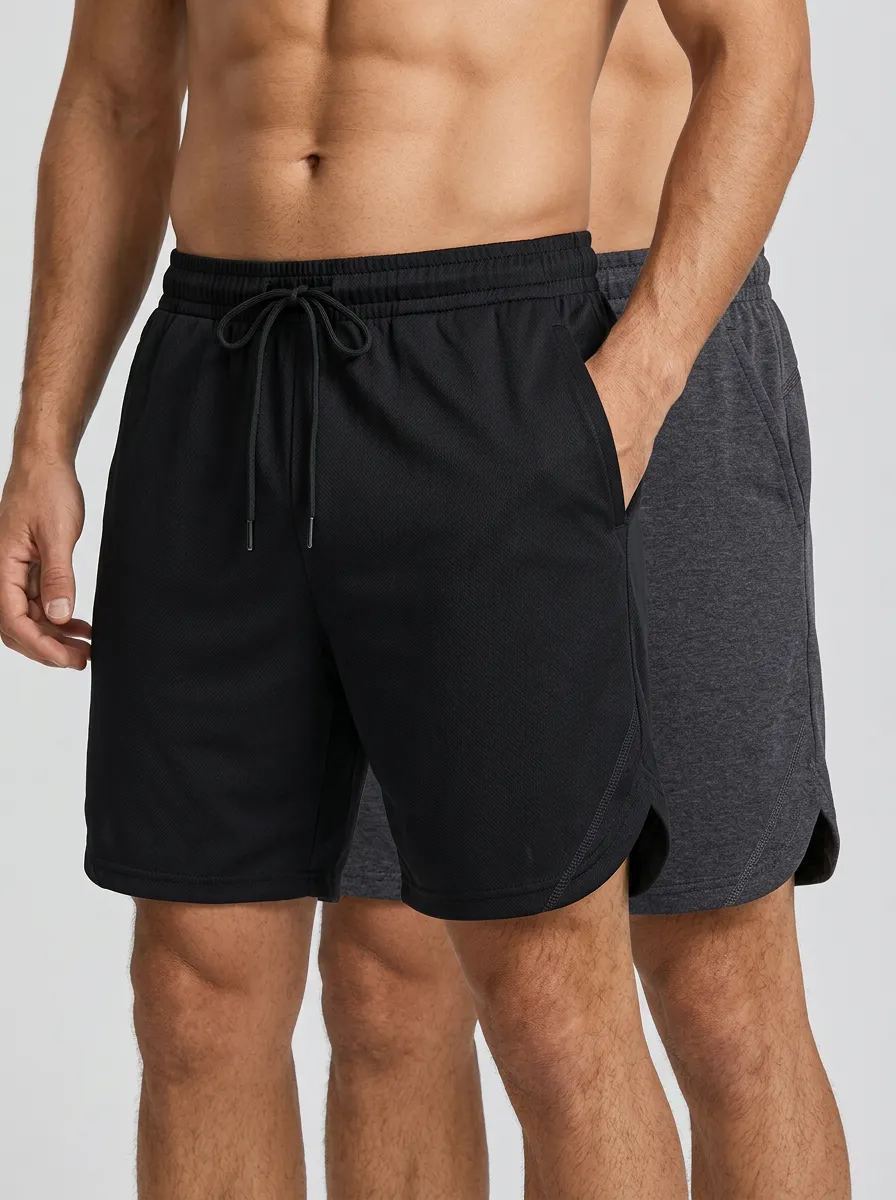 Drawstring Mesh Two-Pack Gym Shorts