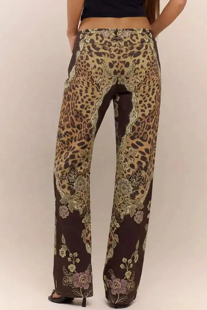 Low-Rise Lace-Up Lace Pants