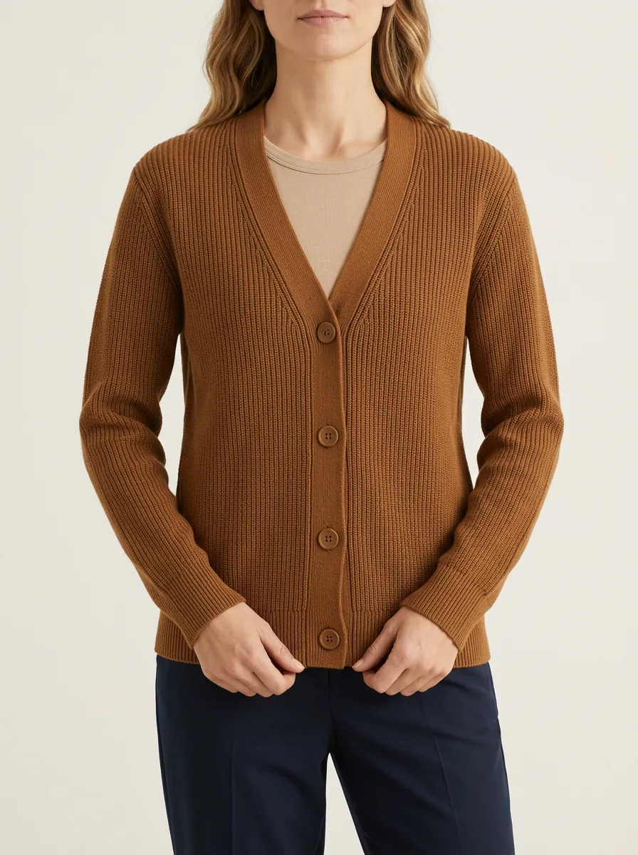 Women's Casual Minimalist Ribbed Knit Cardigan