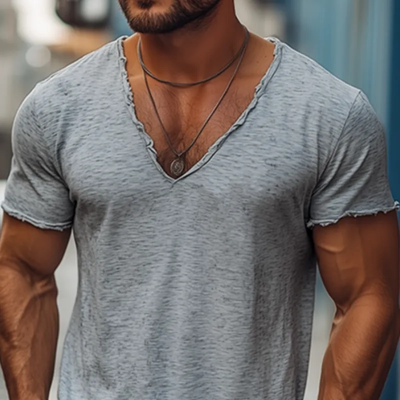 Woven Trim Ribbed Tee